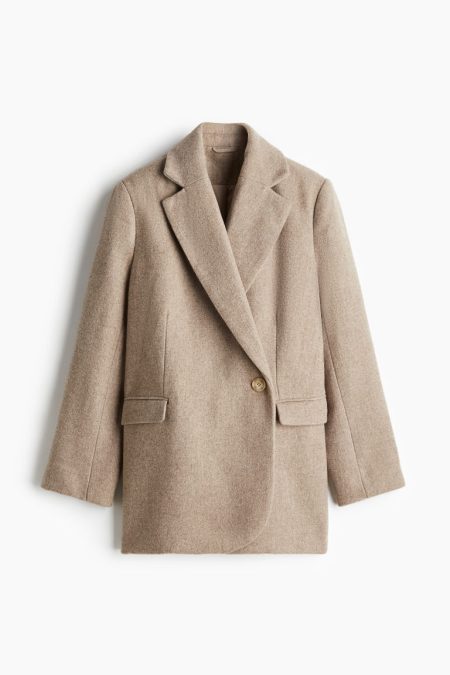 H & M - Blazer van geruwd twill - Beige