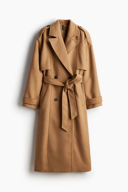 H & M - Trenchcoat van twill met geruwde afwerking - Beige