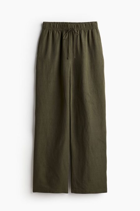 H & M - Pull-on broek van linnenmix - Groen