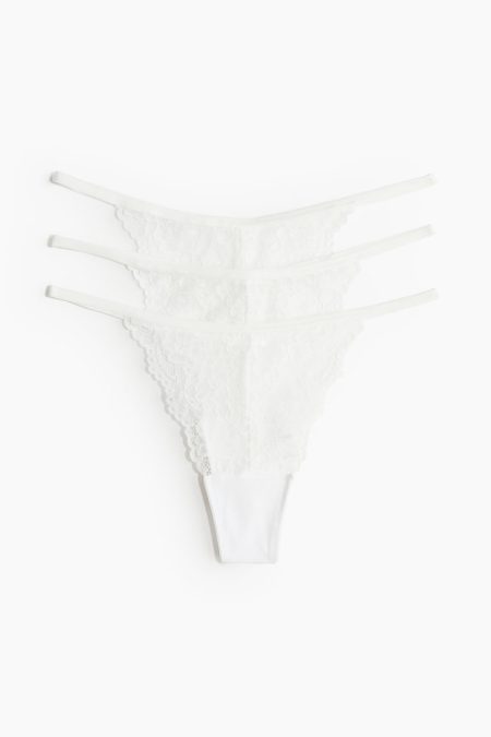 H & M - Set van 3 kanten slips - Tanga Thong - Wit