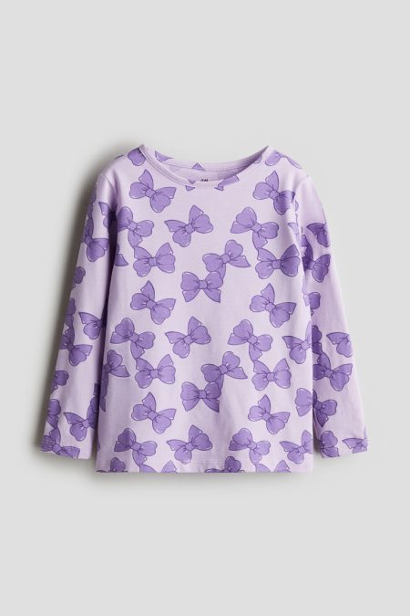 H & M - Tricot top met print - Paars