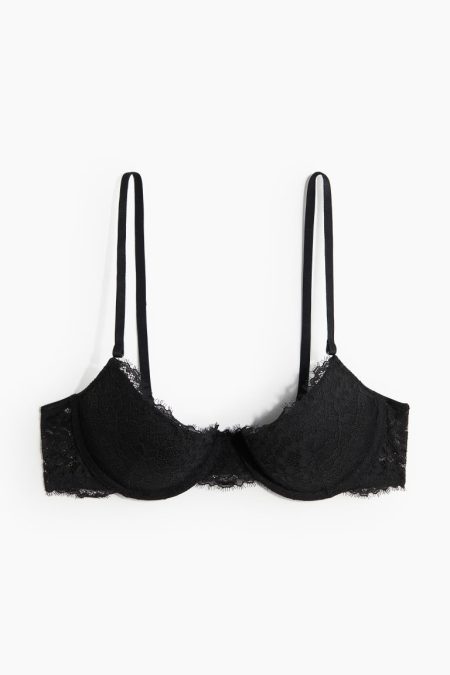 H & M - Kanten push-up bh - Zwart