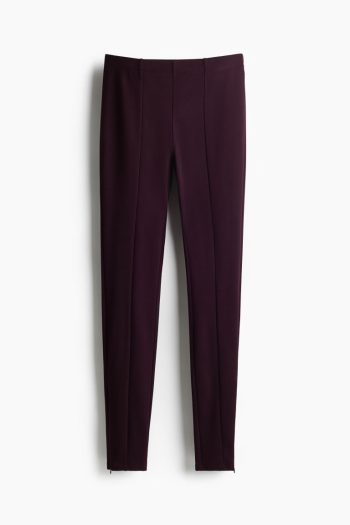 H & M - Legging van zwaar tricot met ritsen - Paars