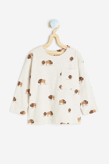 H & M - Shirt met dessin - Beige