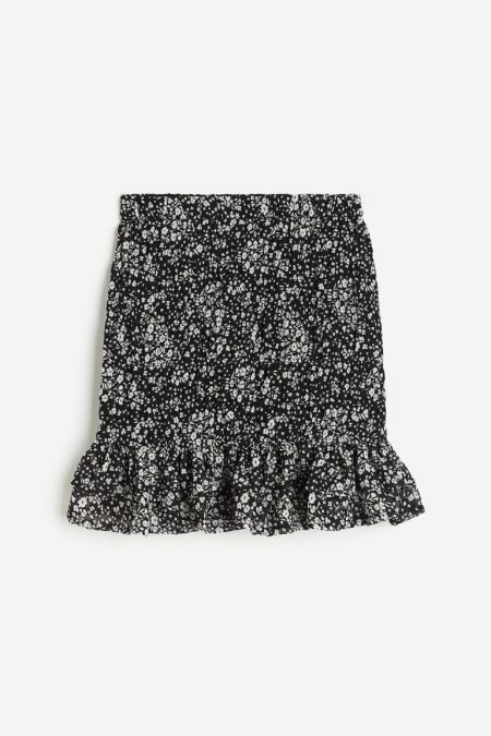 H & M - Gesmokte rok van chiffon - Zwart