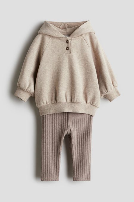 H & M - Tweedelige katoenen set - Bruin