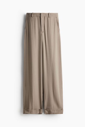 H & M - Pantalon met omslag - Beige