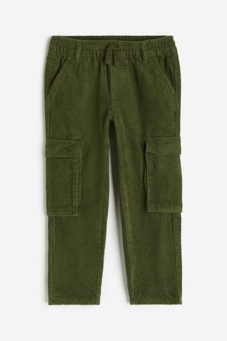 H & M - Gevoerde utilityjoggers van corduroy - Groen