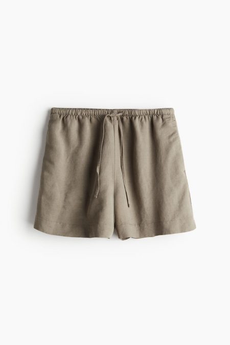 H & M - Pull-on short van linnenmix - Bruin