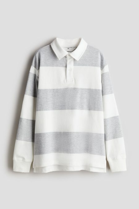 H & M - Rugbyshirt van katoenen tricot - Grijs