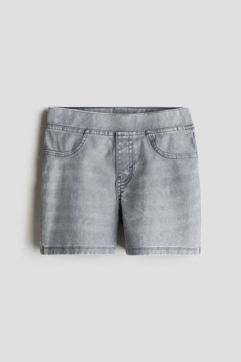 H & M - Tricot short met denimlook - Grijs