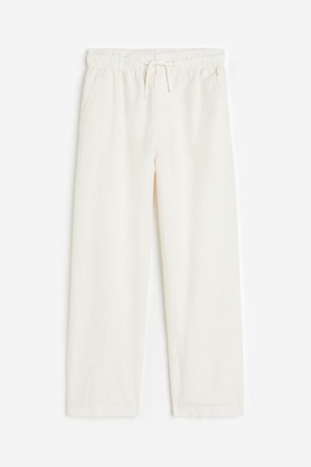 H & M - Broek van linnenmix - Loose Fit - Wit