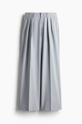 H & M - Essential Suiting Pleated Trousers - Grijs