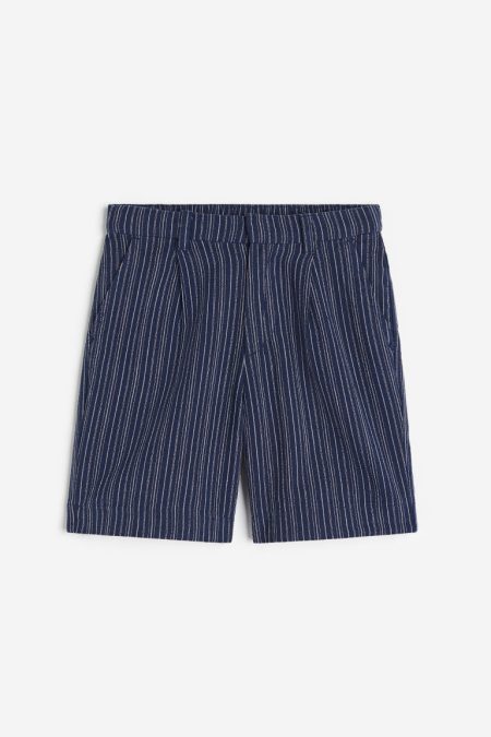 H & M - Chinoshort van linnenmix - Blauw