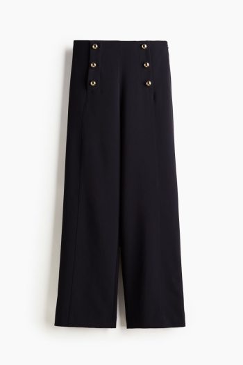 H & M - Twill broek met knopen - Blauw