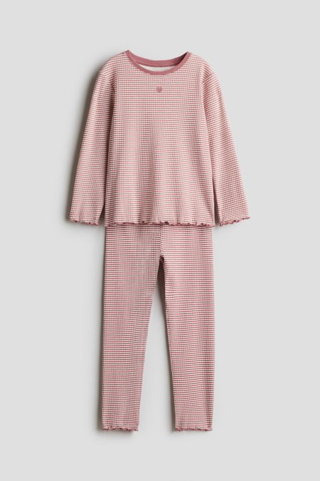 H & M - Pyjama van geribd katoen - Roze