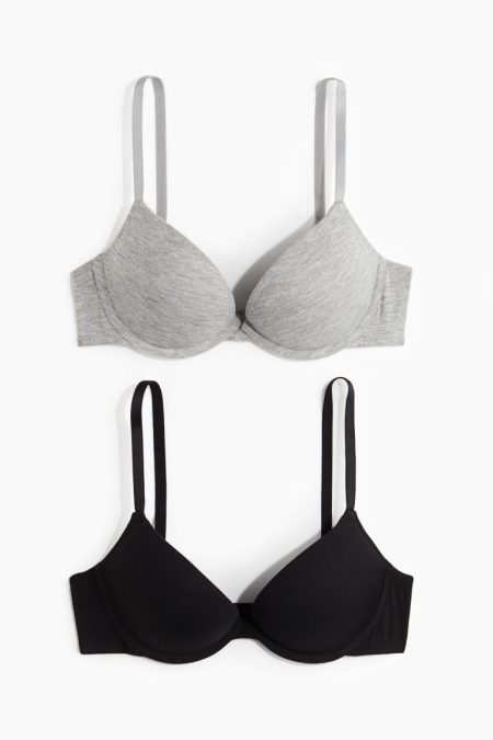 H & M - Set van 2 katoenen superpush-up bh‘s - Grijs