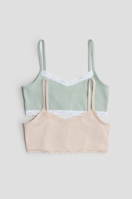 H & M - Set van 2 straptops met kant - Roze