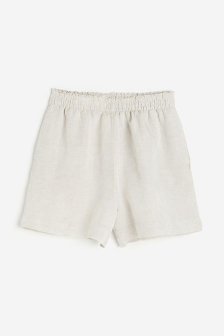 H & M - Pull-on short van linnenmix - Beige