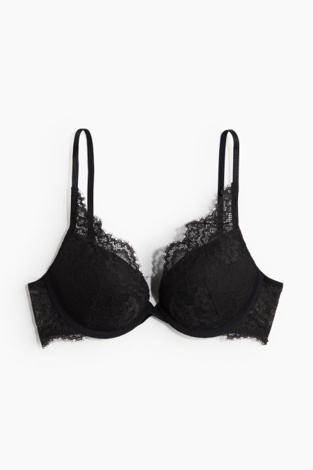 H & M - Kanten superpush-up bh - Zwart