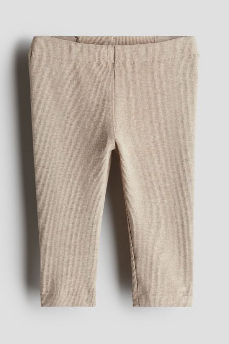 H & M - Geribde katoenen legging - Bruin