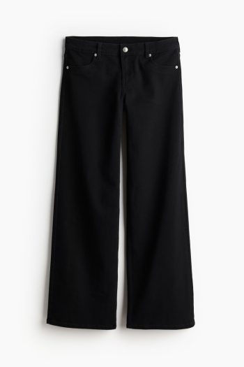 H & M - Broek van twill - Low waist - Zwart