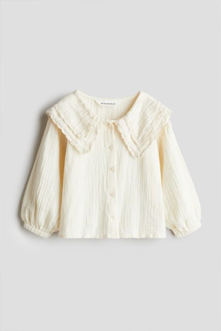 H & M - Blouse van mousseline - Beige