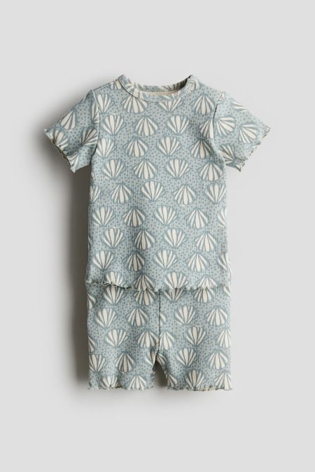 H & M - Tweedelige set van katoenen tricot - Turquoise