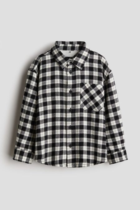 H & M - Overhemd van katoenen flanel - Zwart