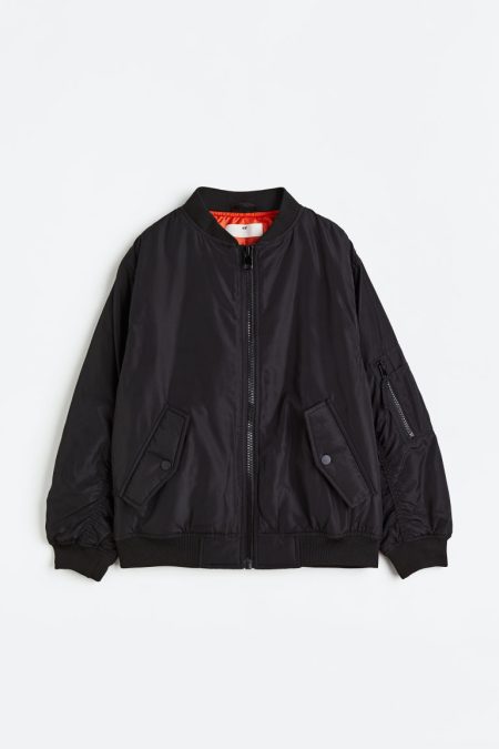 H & M - Oversized pilotenjack - Zwart