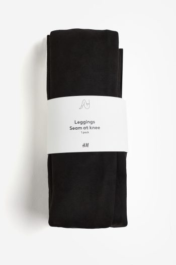 H & M - Geruwde legging met knienaden - Zwart