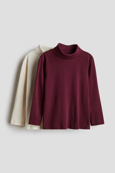 H & M - Set van 2 shirts met col - Rood