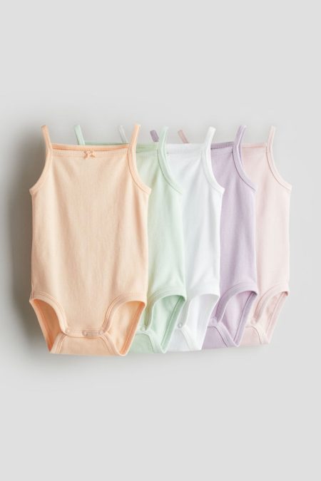 H & M - Set van 5 katoenen rompers - Paars