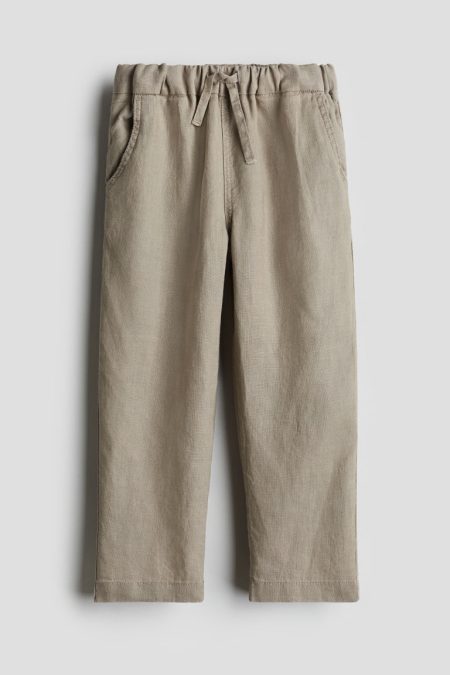 H & M - Linnen pull-on broek - Bruin