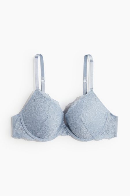 H & M - Kanten push-up bh - Blauw