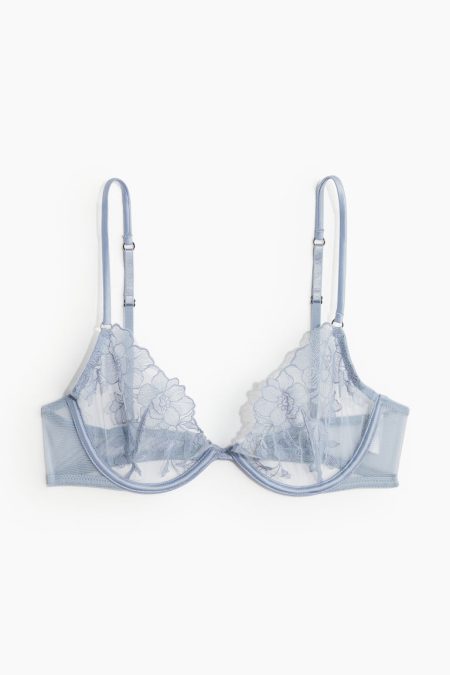 H & M - Beugel-bh van mesh zonder padding - Blauw