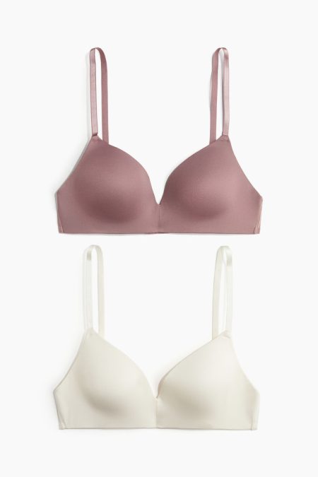 H & M - Set van 2 soft-bh's van microvezel - Roze