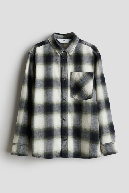 H & M - Overhemd van katoenen flanel - Groen