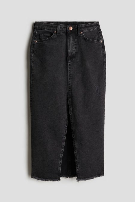 H & M - Denim maxirok - Zwart