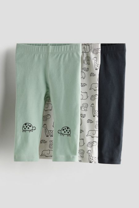 H & M - Set van 3 katoenen leggings - Grijs