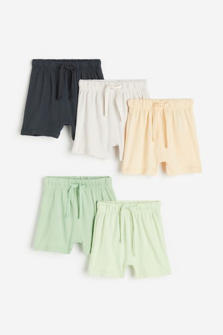 H & M - Set van 5 shorts van katoenen tricot - Groen