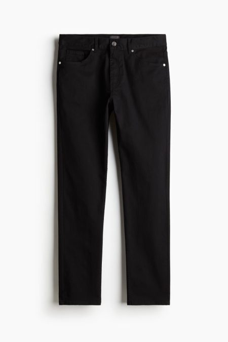 H & M - Katoenen twill broek - Slim Fit - Zwart