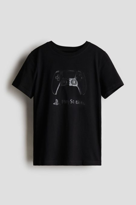 H & M - T-shirt met print - Zwart