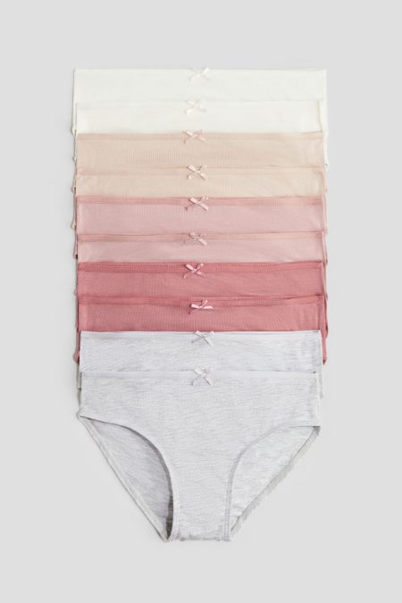 H & M - Set van 10 katoenen slips - Brief - Wit