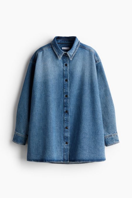 H & M - Denim Oversized Shirt - Blauw