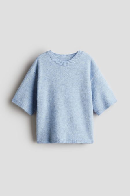 H & M - Gebreid T-shirt - Blauw