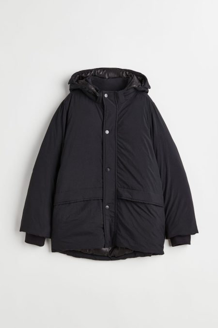 H & M - Gewatteerde nylon parka - Zwart