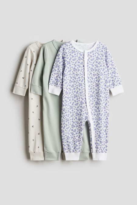 H & M - Set van 3 katoenen pyjamapakjes - Groen