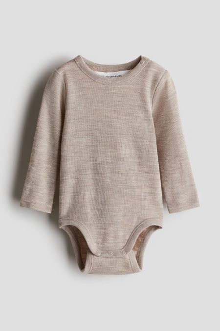 H & M - Romper van wollen tricot - Bruin