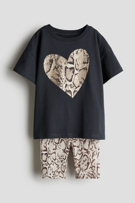 H & M - Tweedelige set met print - Grijs